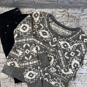 Long Sleeve Aztec/Tribal Print Shirt